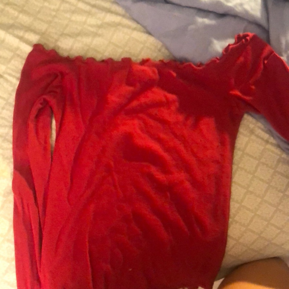 ruffled off the shoulder shirt!!